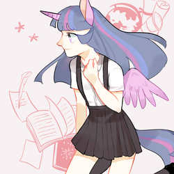 Size: 1500x1500 | Tagged: safe, artist:puzi, twilight sparkle, human, g4, eared humanization, female, horn, horned humanization, humanized, solo, tailed humanization, twilight sparkle (alicorn), winged humanization