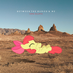 Size: 1500x1500 | Tagged: safe, apple bloom, g4, album cover, between the buried and me, coma, female, parody, sleeping, solo, vector