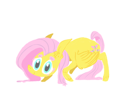 Size: 1258x1058 | Tagged: safe, artist:burrburro, fluttershy, pegasus, pony, g4, beanbrows, eyebrows, female, looking at you, raised hoof, simple background, smiling, solo, white background, wings