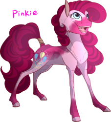 Size: 1280x1412 | Tagged: safe, artist:thepoisonjackal, pinkie pie, earth pony, pony, g4, colored hooves, fangs, female, realistic, solo, tail wrap