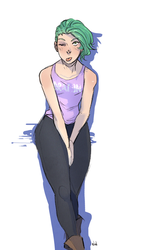 Size: 800x1219 | Tagged: safe, artist:demdoodles, spike, human, g4, barb, clothes, humanized, rule 63, solo, tank top