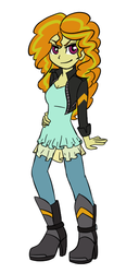 Size: 394x768 | Tagged: safe, artist:catlover1672, adagio dazzle, sunset shimmer, equestria girls, g4, alternate hairstyle, clothes swap, female, loose hair, solo