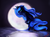 Size: 1900x1400 | Tagged: safe, artist:miokomata, princess luna, g4, female, looking at you, moon, night, sitting, solo, stool