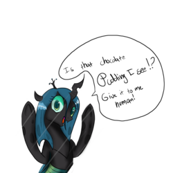 Size: 800x800 | Tagged: safe, artist:xxmarkingxx, queen chrysalis, g4, female, fourth wall, looking at you, nochangelingshere, solo