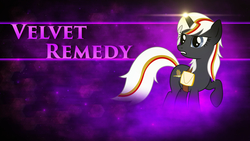 Size: 1920x1080 | Tagged: safe, artist:sgtwaflez, artist:silverfacade, edit, oc, oc only, oc:velvet remedy, pony, unicorn, fallout equestria, abstract background, cutie mark, fanfic, fanfic art, female, glowing horn, hooves, horn, magic, mare, raised hoof, saddle bag, solo, teeth, wallpaper, wallpaper edit