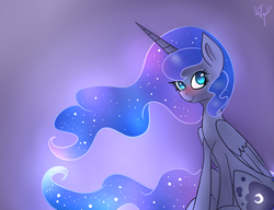 Size: 822x630 | Tagged: safe, artist:peaceouttopizza23, princess luna, g4, blushing, female, sitting, smiling, solo