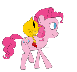 Size: 1024x967 | Tagged: safe, artist:megablaster7, pinkie pie, g4, crossover, pac-man, riding, simple background, smiling, transparent background