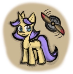 Size: 540x548 | Tagged: safe, artist:zutcha, oc, oc only, oc:whiplash (moriah), pony, unicorn, fanfic:the last pony on earth, ponies after people, cutie mark, female, hooves, horn, illustration, mare, propeller, solo