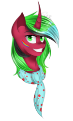 Size: 913x1513 | Tagged: safe, artist:noodlerain, oc, oc only, pony, unicorn, face paint, flag, portrait, pride flag, smiling