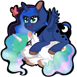 Size: 1024x1024 | Tagged: safe, artist:euphori-art, princess celestia, princess luna, butterfly, g4