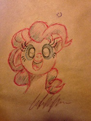 Size: 2448x3264 | Tagged: safe, artist:redapropos, pinkie pie, g4, crayon drawing, female, high res, portrait, smiling, solo, traditional art