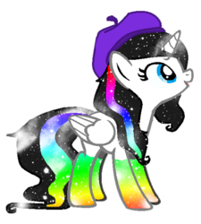 Size: 612x680 | Tagged: safe, artist:mirai-digi, oc, oc only, alicorn, pony, alicorn oc, beret, gradient, gradient legs, rainbow, solo