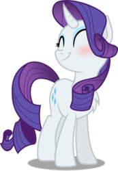 Size: 601x869 | Tagged: safe, artist:dinorageisty, rarity, pony, unicorn, g4, ^^, blushing, chest fluff, curved horn, cute, eyes closed, female, horn, mare, raribetes, simple background, smiling, solo, transparent background