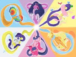 Size: 1600x1200 | Tagged: safe, artist:hewhoerasesmost, applejack, fluttershy, pinkie pie, rainbow dash, rarity, twilight sparkle, g4, mane six