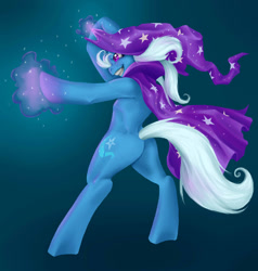 Size: 1656x1736 | Tagged: safe, artist:tzelly-el, trixie, pony, unicorn, g4, bipedal, butt, female, magic, plot, solo, the great and powerful ass