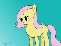 Size: 2000x1500 | Tagged: safe, artist:elusive, fluttershy, g4, blank flank, female, gradient background, solo, wingless