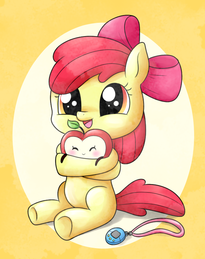 Safe Artist Tamabelle Apple Bloom Adorabloom Cute Female Solo Tamagotchi