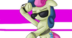 Size: 1775x947 | Tagged: safe, artist:mojo1985, bon bon, sweetie drops, g4, slice of life (episode), bon bond, rope, secret agent sweetie drops, spy, sunglasses, watch