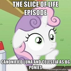 Size: 500x500 | Tagged: safe, screencap, sweetie belle, g4, my little pony: friendship is magic, slice of life (episode), exploitable meme, image macro, meme, memegenerator, op is a duck, op is trying to start shit, sudden clarity sweetie belle