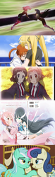 Size: 800x2568 | Tagged: safe, screencap, bon bon, lyra heartstrings, sweetie drops, g4, slice of life (episode), fate testarossa, hibiki tachibana, homura akemi, just friends, madoka kaname, magical girl lyrical nanoha, miku kohinata, mimori tougou, puella magi madoka magica, senki zessho symphogear, senki zesshou symphogear, symphogear, takamachi nanoha, yukiyuna ha yuusha de aru, yuuna yuki