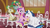 Size: 852x473 | Tagged: safe, screencap, hayseed turnip truck, princess cadance, shining armor, alicorn, earth pony, pony, unicorn, g4, my little pony: friendship is magic, slice of life (episode), bawling, bucktooth, chair, clothes, crying, crying armor, female, hat, liquid pride, male, mare, sad, sad armor, shirt, sitting, stallion, trio, whining, whining armor