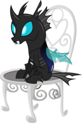 Size: 3553x5305 | Tagged: safe, artist:v0jelly, kevin, changeling, g4, slice of life (episode), chair, frown, male, simple background, sitting, solo, that was fast, transparent background, vector