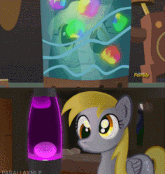 Size: 296x314 | Tagged: safe, artist:parallaxmlp, screencap, derpy hooves, doctor whooves, time turner, earth pony, pegasus, pony, g4, slice of life (episode), animated, coincidence, comparison, female, flameless fireworks, lava lamp, male, mare, stallion