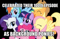 Size: 900x586 | Tagged: safe, applejack, fluttershy, pinkie pie, rainbow dash, rarity, twilight sparkle, alicorn, pony, g4, slice of life (episode), background pony, female, image macro, mane six, mare, meme, twilight sparkle (alicorn)