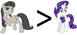 Size: 1200x547 | Tagged: safe, octavia melody, rarity, g4, backwards cutie mark, best pony, inequality sign, op is a duck, op is trying to start shit, waifu wars