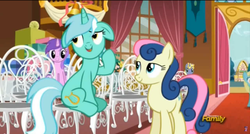 Size: 1920x1026 | Tagged: safe, screencap, amethyst star, bon bon, lyra heartstrings, ponet, sassaflash, sparkler, sweetie drops, g4, slice of life (episode), wedding