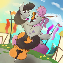 Size: 1024x1024 | Tagged: dead source, safe, artist:blackligerth, octavia melody, earth pony, pony, g4, slice of life (episode), bow (instrument), cello, cello bow, female, musical instrument, solo, statue