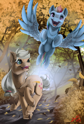 Size: 800x1169 | Tagged: safe, artist:blindcoyote, applejack, rainbow dash, fall weather friends, g4