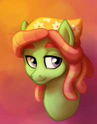 Size: 916x1168 | Tagged: safe, artist:apilsinn, tree hugger, pony, g4, bust, female, huggerbetes, mare, portrait, solo