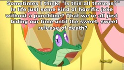 Size: 960x541 | Tagged: editor needed, source needed, safe, screencap, gummy, alligator, reptile, g4, season 5, slice of life (episode), bottomless pit!, gravity falls, gummy the deep thinker, image macro, male, meme, roflbot