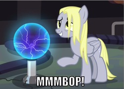 Size: 995x718 | Tagged: safe, edit, edited screencap, screencap, derpy hooves, pegasus, pony, g4, slice of life (episode), female, hanson, mare, mmmbop, plasma ball, solo, song reference