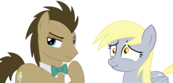 Size: 3500x1681 | Tagged: safe, artist:sketchmcreations, derpy hooves, doctor whooves, time turner, pony, g4, slice of life (episode), bowtie, cute, face, inkscape, male, scrunchy face, simple background, smirk, stallion, transparent background, vector