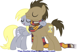 Size: 640x439 | Tagged: safe, artist:the-doctor-kami, derpy hooves, doctor whooves, time turner, earth pony, pony, g4, slice of life (episode), clothes, fourth doctor's scarf, male, scarf, simple background, stallion, striped scarf, transparent background, vector