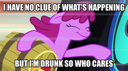 Size: 926x517 | Tagged: safe, edit, edited screencap, screencap, berry punch, berryshine, g4, slice of life (episode), caption, female, holding, image macro, meme, solo, speaker