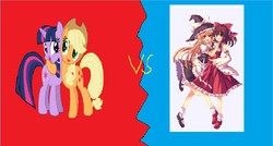 Size: 1896x1018 | Tagged: safe, applejack, twilight sparkle, g4, crossover, hakurei reimu, kirisame marisa, mugen, touhou, youtube link