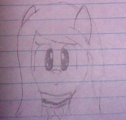 Size: 411x394 | Tagged: safe, artist:jackkoopa3ds, oc, oc only, female, lined paper, monochrome, pencil drawing, smiling, solo, traditional art