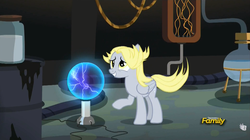 Size: 1362x760 | Tagged: safe, screencap, derpy hooves, pegasus, pony, g4, slice of life (episode), female, mare, plasma ball, solo