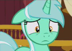 Size: 800x563 | Tagged: safe, screencap, lyra heartstrings, pony, g4, slice of life (episode), animated, female, loop, shifty eyes, solo