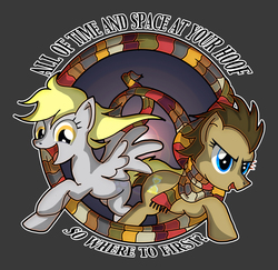Size: 4496x4366 | Tagged: safe, artist:toonlancer, derpy hooves, doctor whooves, time turner, earth pony, pony, g4, slice of life (episode), absurd resolution, backwards cutie mark, clothes, fourth doctor's scarf, rule 63, scarf, striped scarf