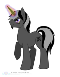 Size: 1825x2353 | Tagged: safe, artist:stagetechyart, oc, oc only, oc:silent dawn, pony, unicorn, beard, glasses, glowing horn, horn, looking up, magic, male, simple background, solo, transparent background, unicorn oc