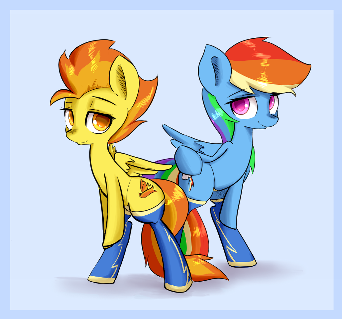 #916965 - suggestive, artist:artguydis, <b>rainbow</b> <b>dash</b>, spitfire, pony, g4, b...