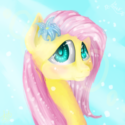 Size: 2000x2000 | Tagged: safe, artist:alphanimfor, fluttershy, g4, female, flower in hair, high res, solo