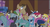 Size: 1366x730 | Tagged: safe, screencap, bon bon, bulk biceps, cheerilee, cherry berry, doctor whooves, filthy rich, flitter, hayseed turnip truck, horte cuisine, lotus blossom, lyra heartstrings, ponet, princess cadance, roseluck, savoir fare, shining armor, sweetie drops, thunderlane, time turner, earth pony, pony, g4, slice of life (episode), clothes, fourth doctor's scarf, happy, male, reaction image, scarf, stallion, striped scarf