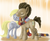 Size: 874x708 | Tagged: safe, artist:winternachts, derpy hooves, doctor whooves, time turner, earth pony, pony, g4, slice of life (episode), clothes, female, fourth doctor's scarf, hug, male, mare, scarf, ship:doctorderpy, shipping, stallion, straight, striped scarf