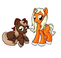 Size: 1000x944 | Tagged: safe, artist:rya mcshme, oc, oc only, oc:dreamsicle, oc:pembroke, pony, unicorn, digital art, hair bow