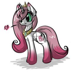 Size: 424x423 | Tagged: safe, artist:sapphfyr, oc, oc only, oc:kivil, pony, unicorn, crown, gold, heart, solo